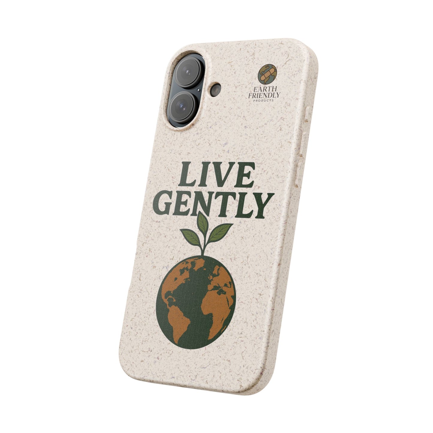 Eco-Friendly Phone Case, Biodegradable Phone Cover, Earth-Friendly Case, Sustainable Gift, Live Gently Design, Green Lifestyle Accessory