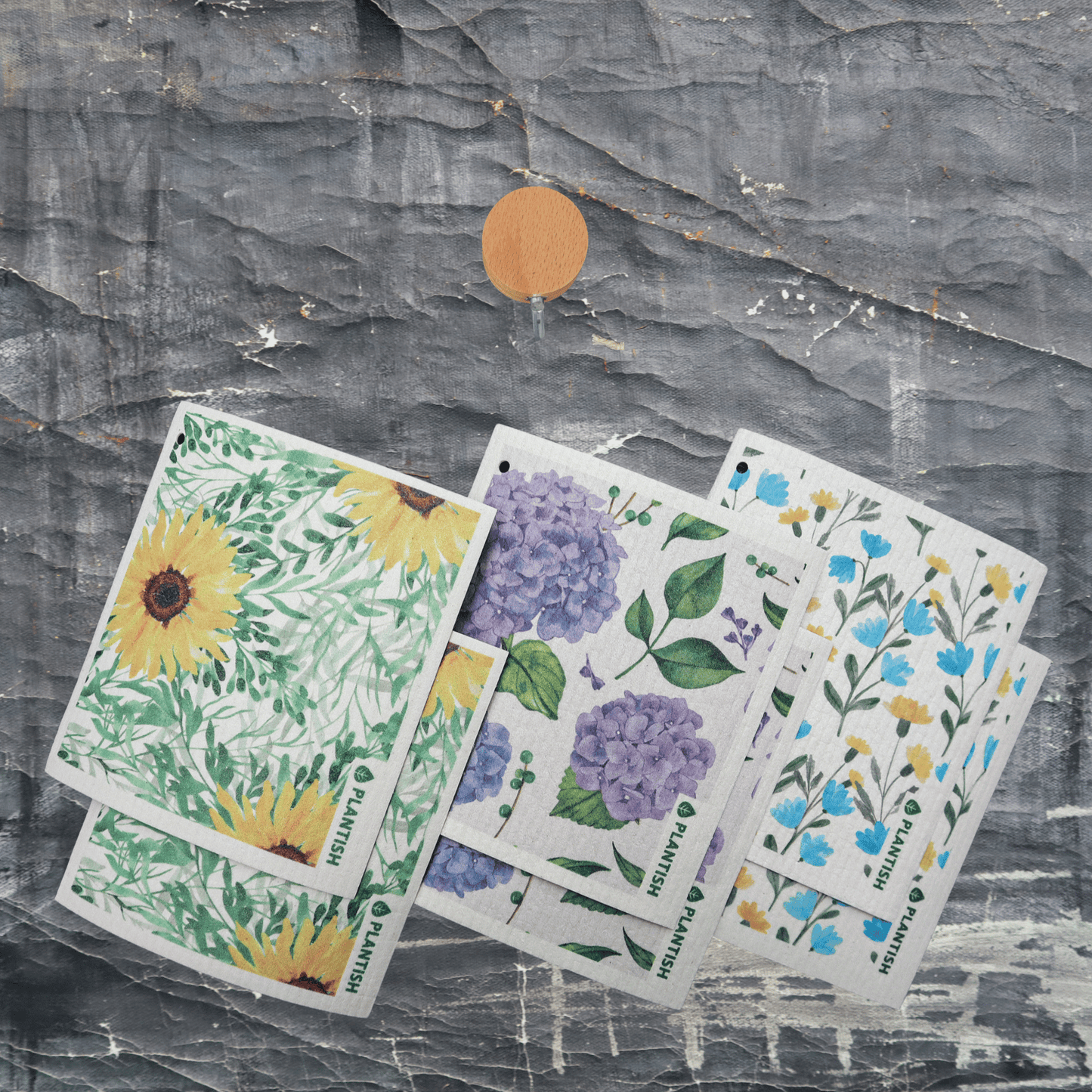 Floral Bursts - Swedish Sponge Cloth Set + Hook-2