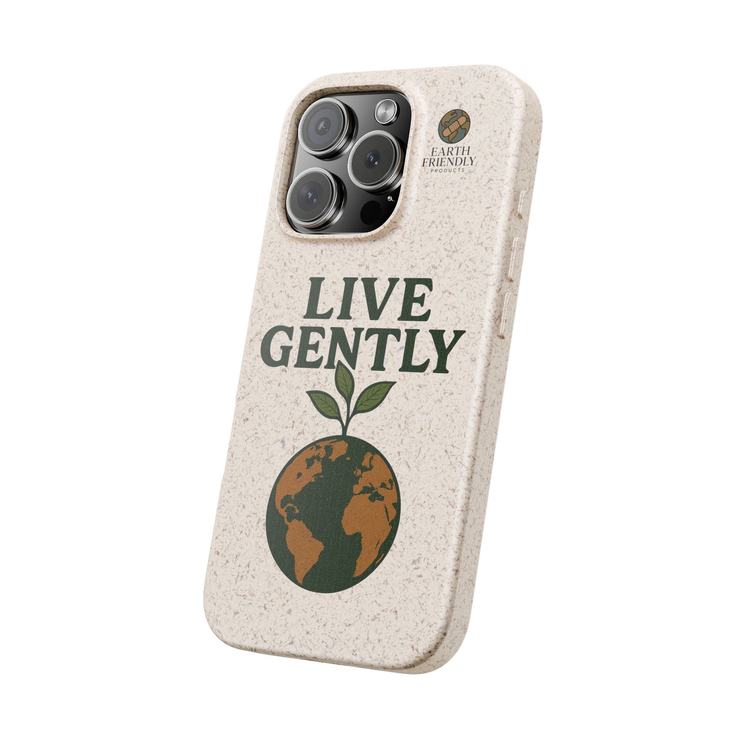 Eco-Friendly Phone Case, Biodegradable Phone Cover, Earth-Friendly Case, Sustainable Gift, Live Gently Design, Green Lifestyle Accessory