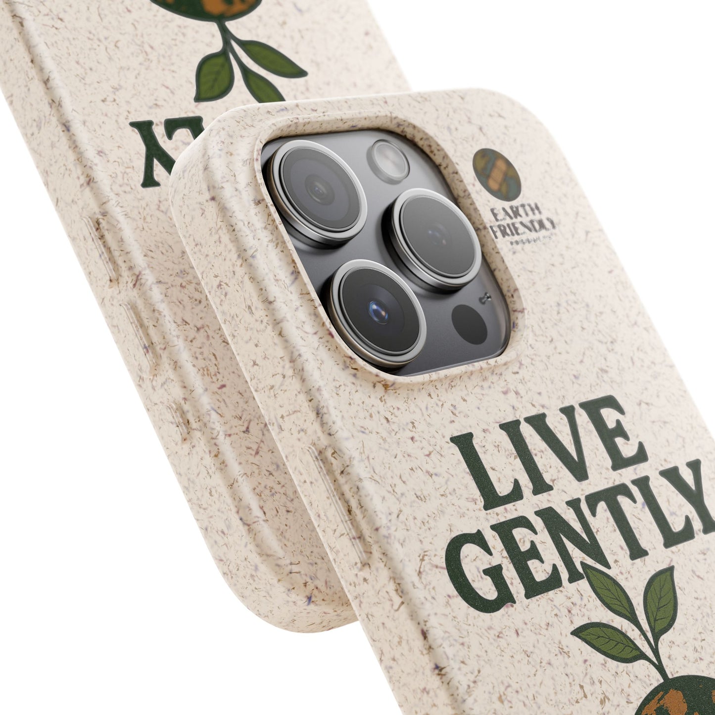 Eco-Friendly Phone Case, Biodegradable Phone Cover, Earth-Friendly Case, Sustainable Gift, Live Gently Design, Green Lifestyle Accessory