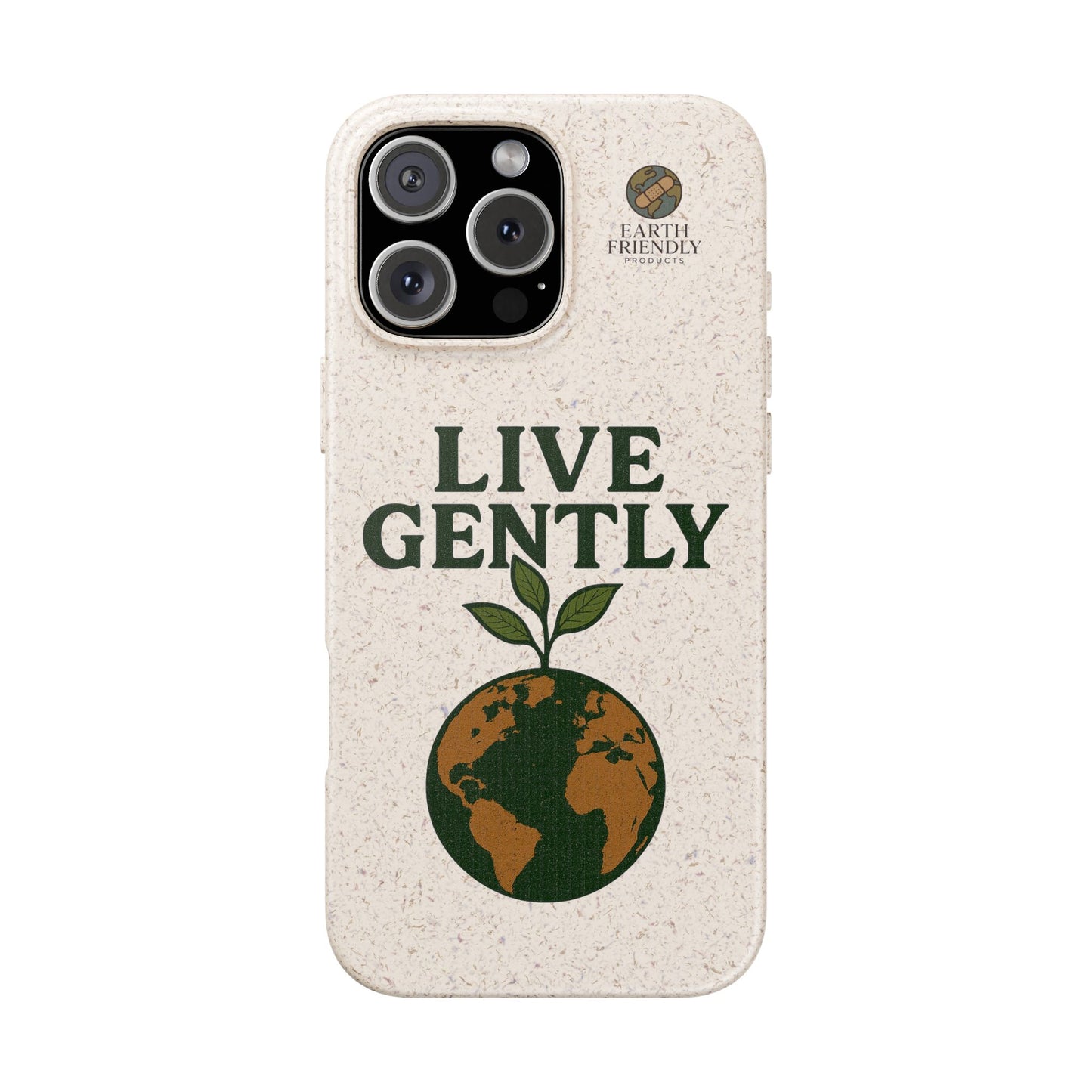 Eco-Friendly Phone Case, Biodegradable Phone Cover, Earth-Friendly Case, Sustainable Gift, Live Gently Design, Green Lifestyle Accessory