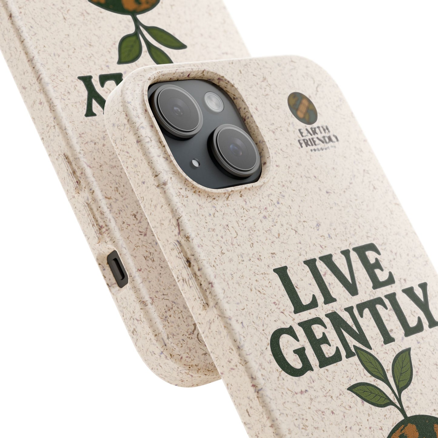 Eco-Friendly Phone Case, Biodegradable Phone Cover, Earth-Friendly Case, Sustainable Gift, Live Gently Design, Green Lifestyle Accessory