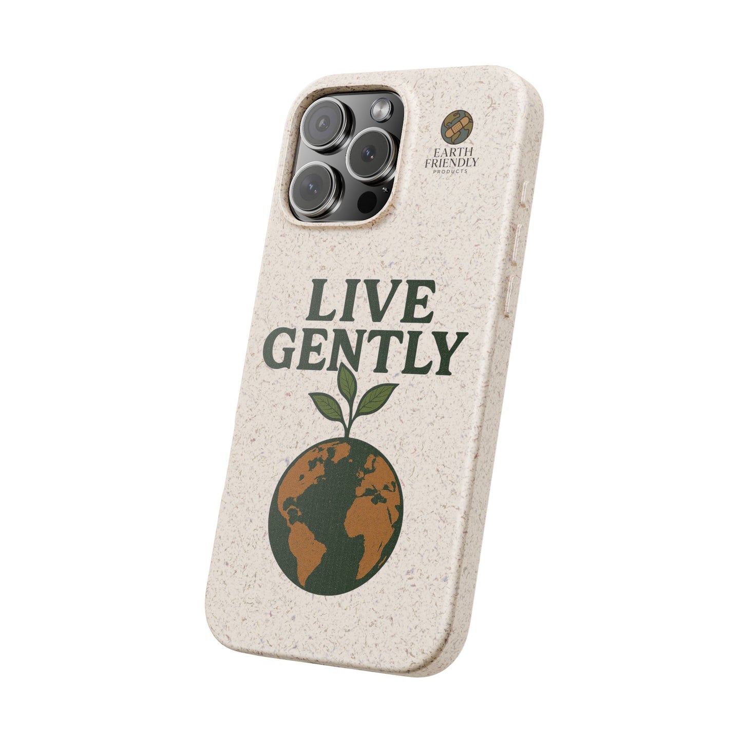 Eco-Friendly Phone Case, Biodegradable Phone Cover, Earth-Friendly Case, Sustainable Gift, Live Gently Design, Green Lifestyle Accessory