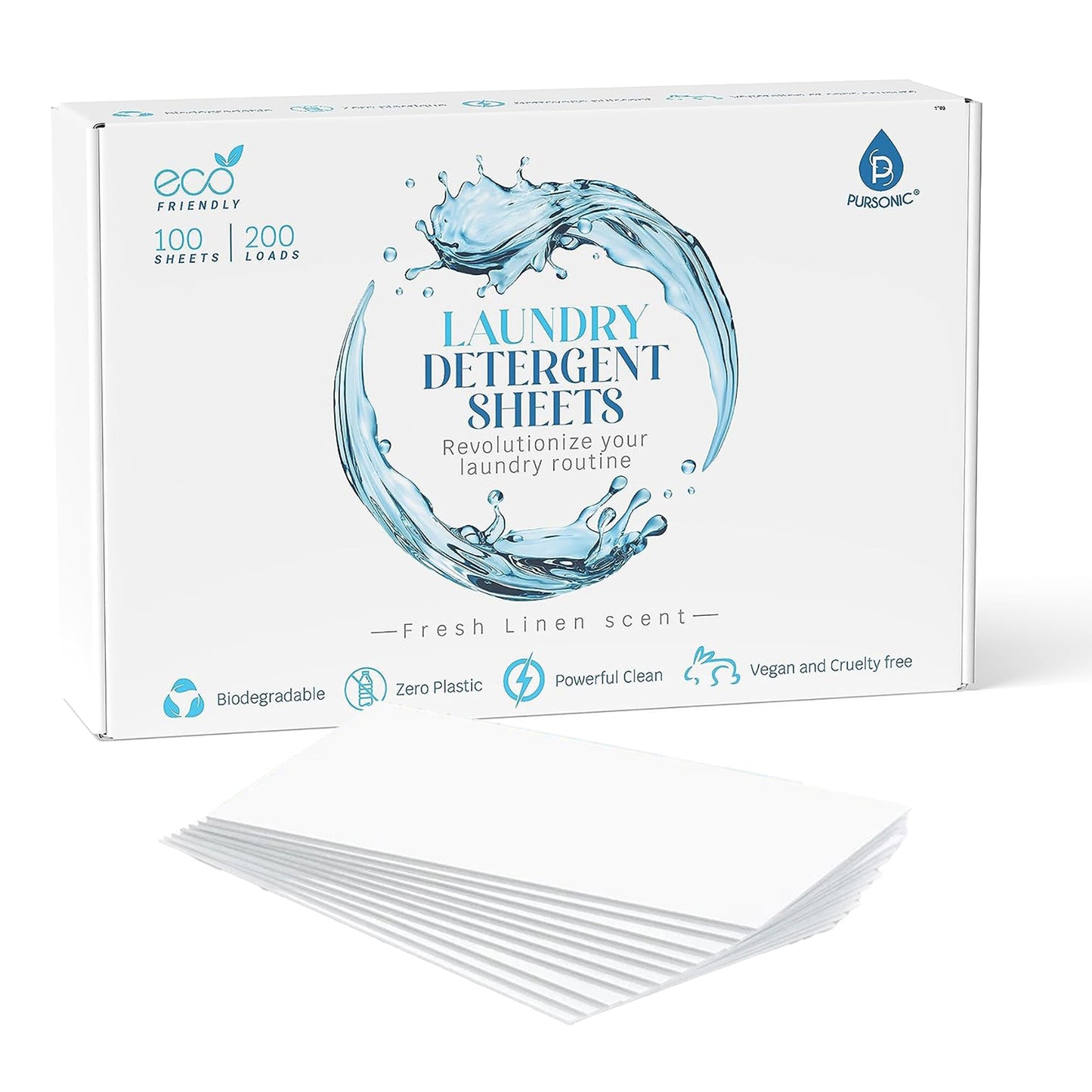 Natural Laundry Detergent Sheets ,Eco Friendly– Fresh Linen Scent-2