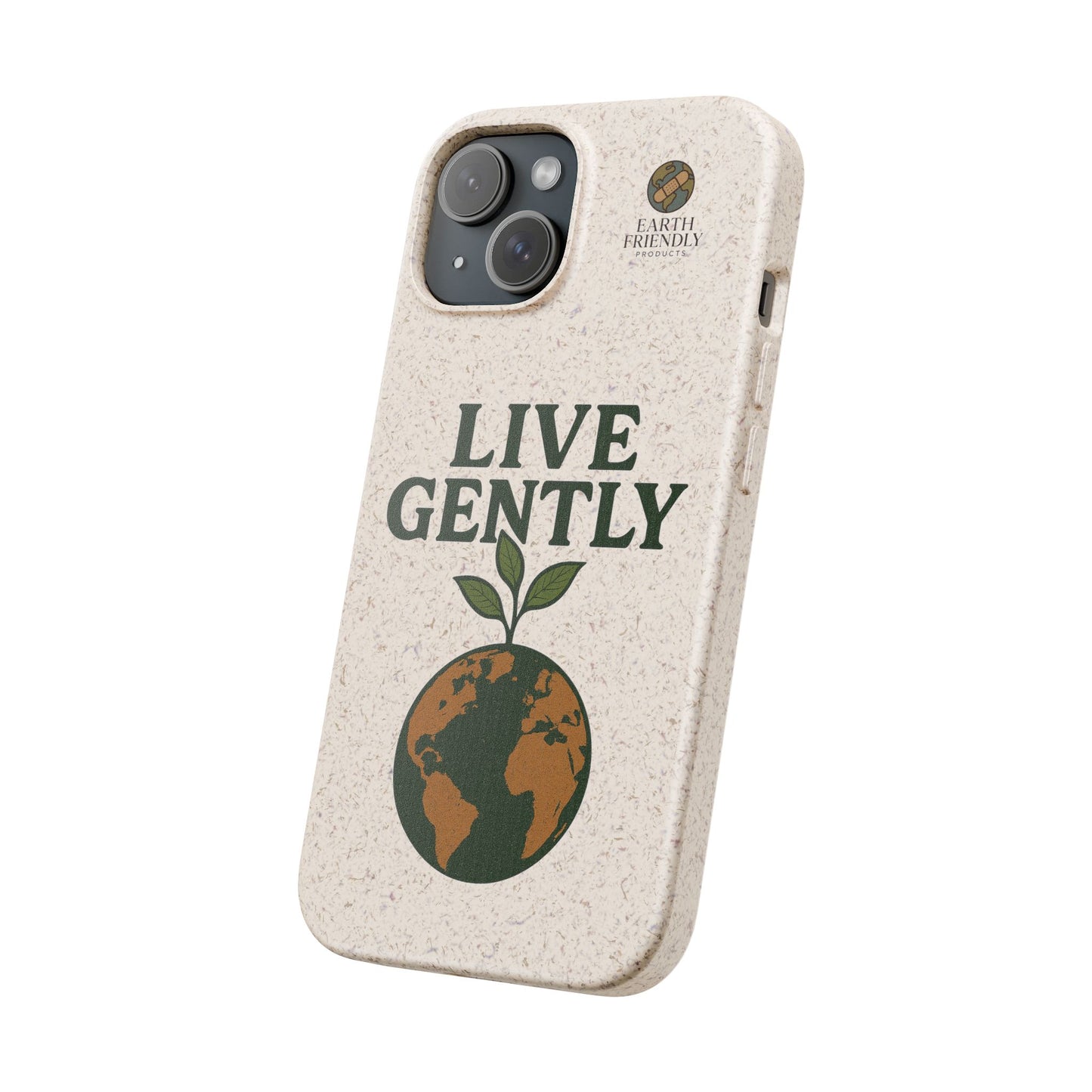 Eco-Friendly Phone Case, Biodegradable Phone Cover, Earth-Friendly Case, Sustainable Gift, Live Gently Design, Green Lifestyle Accessory