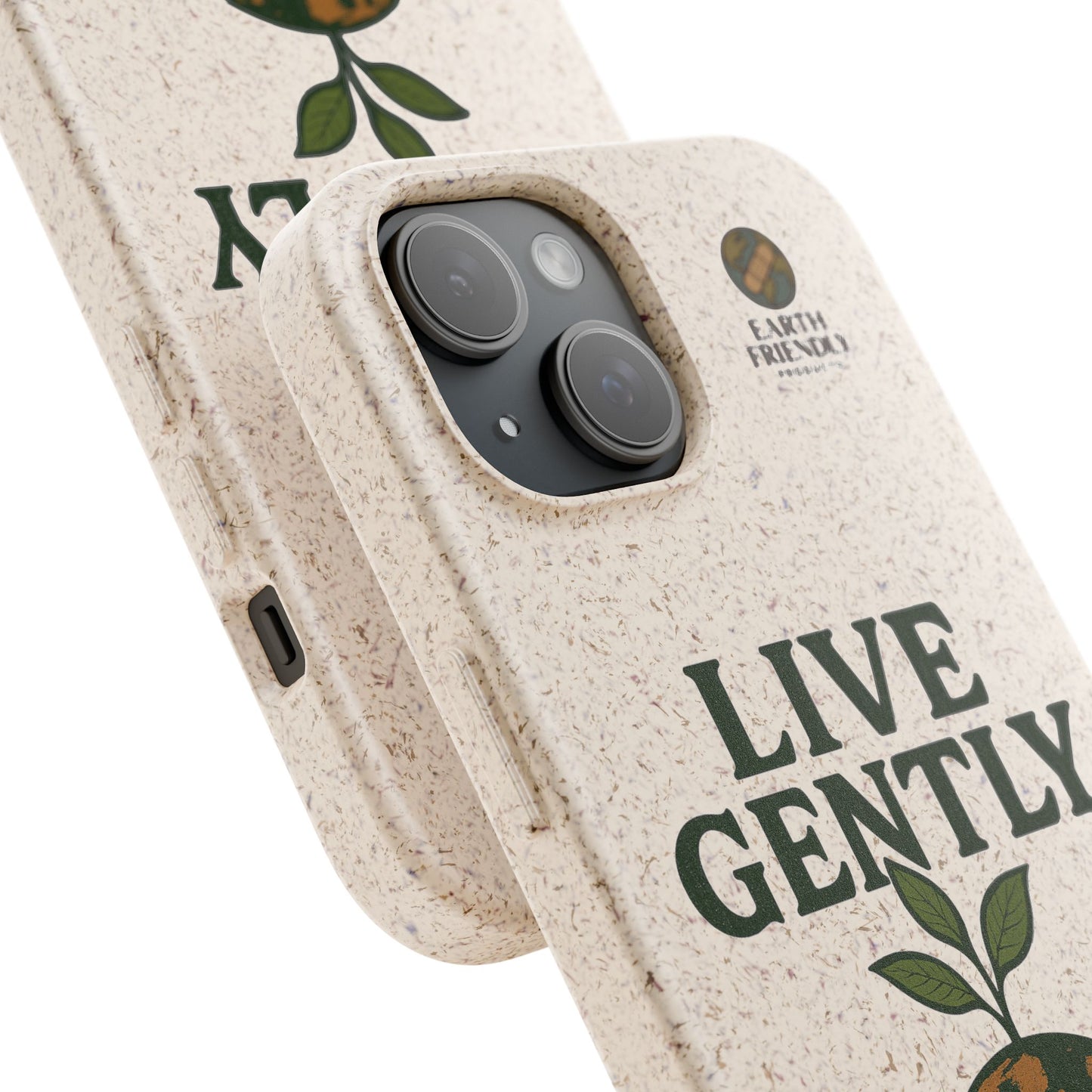 Eco-Friendly Phone Case, Biodegradable Phone Cover, Earth-Friendly Case, Sustainable Gift, Live Gently Design, Green Lifestyle Accessory