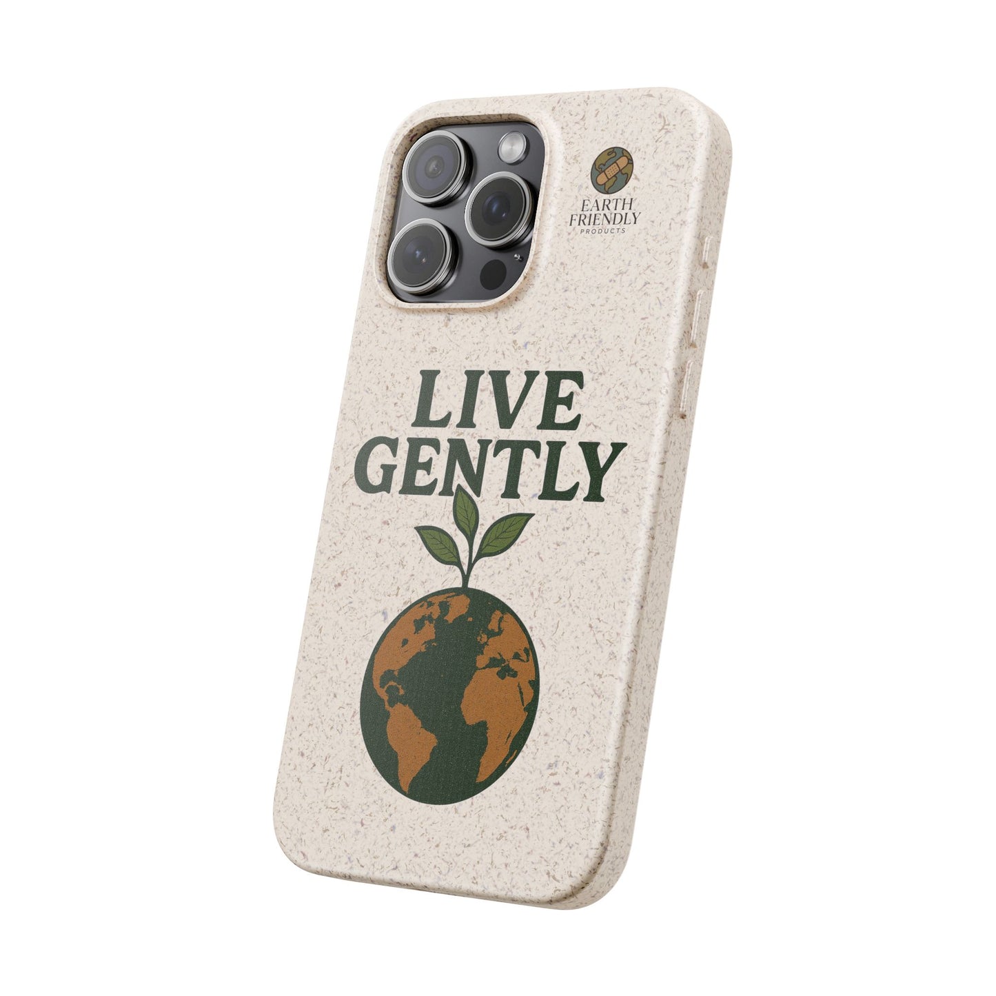 Eco-Friendly Phone Case, Biodegradable Phone Cover, Earth-Friendly Case, Sustainable Gift, Live Gently Design, Green Lifestyle Accessory
