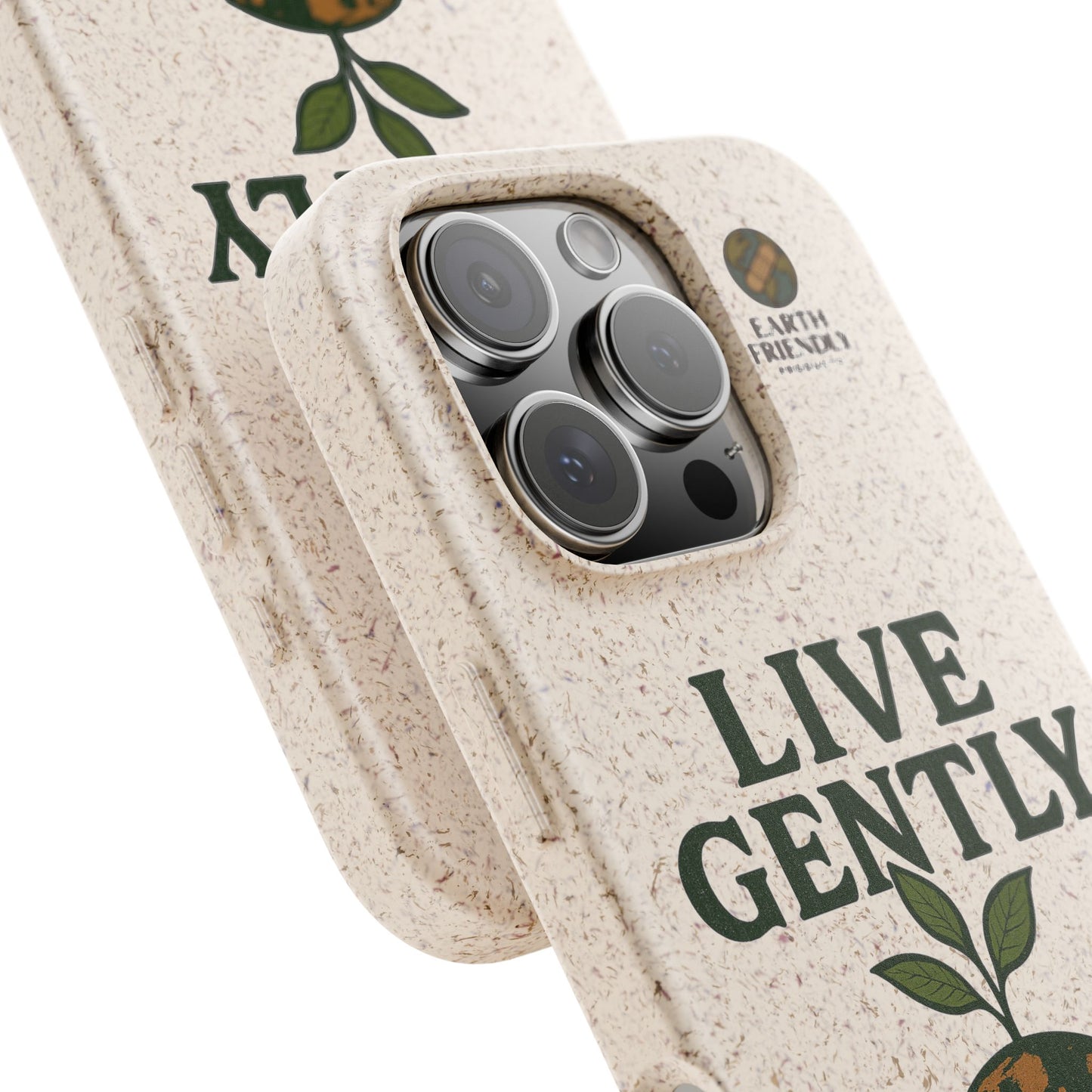 Eco-Friendly Phone Case, Biodegradable Phone Cover, Earth-Friendly Case, Sustainable Gift, Live Gently Design, Green Lifestyle Accessory