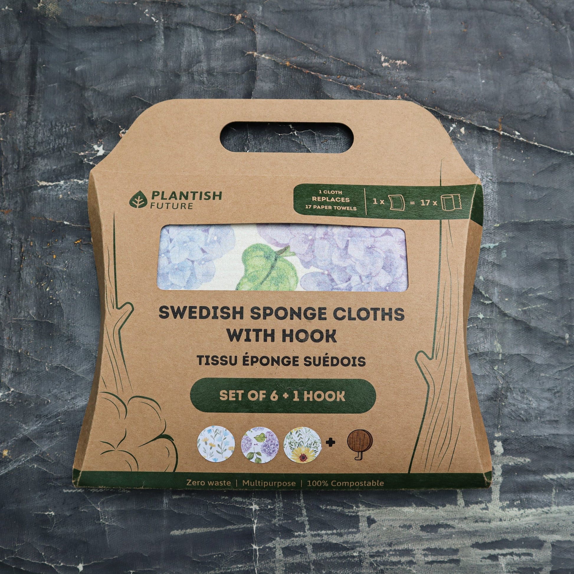 Floral Bursts - Swedish Sponge Cloth Set + Hook-4