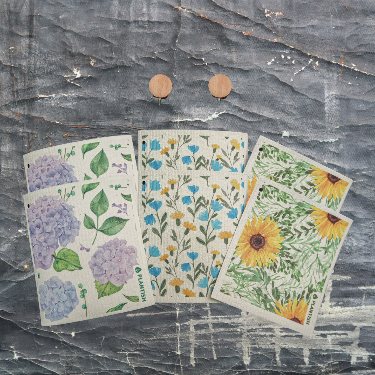 Floral Bursts - Swedish Sponge Cloth Set + Hook-3