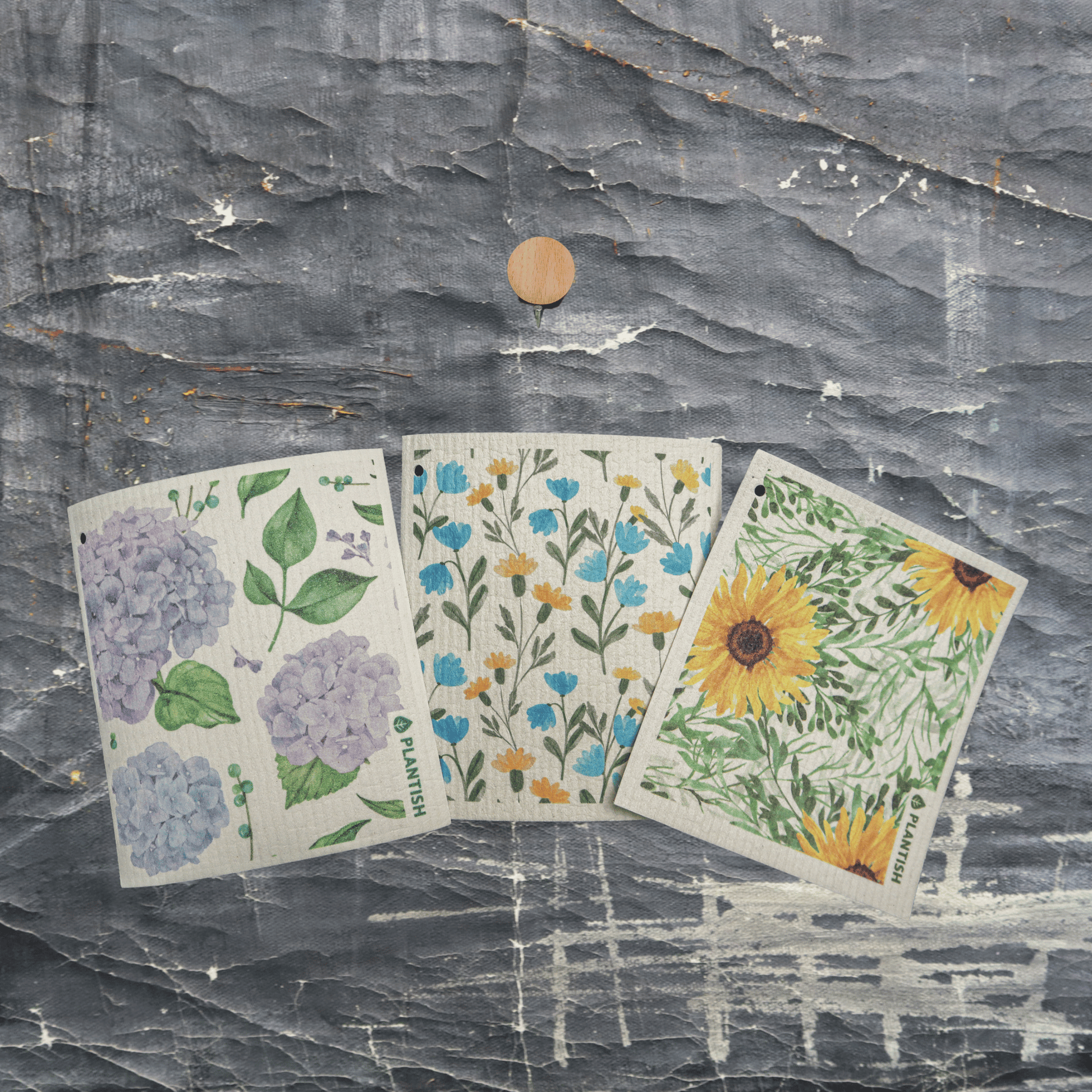 Floral Bursts - Swedish Sponge Cloth Set + Hook-1